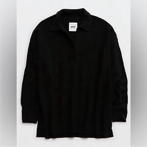 aerie waffle cozy up sweater polo